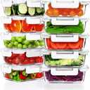 VERONES 10 Pack 22 OZ Glass Meal Prep Containers, Airtight Glass Lunch Containers Set, Food Storage Containers with Lids,BPA Free, for Microwave, Oven, Freezer & Dishwasher Friendly,White