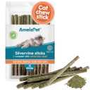 AmeizPet Silvervine Sticks For Cats, Chew Sticks Covered With Silvervine Dust – Natural Matatabi Cat Dental Care, Catnip Cat Teeth Cleaning Dental Sticks, 2 Pcs