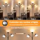 Coucrek Torchiere Floor Lamps for Living Room,72" Dimmable Lamp with 2 Adjustable Reading Lights for Bedroom, Black Tall Standing Room Lamp, 3 Bulbs Included