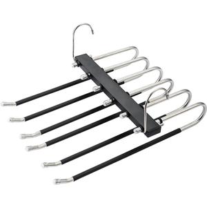 Pants Hangers Multi-Folding Trouser Rack Stainless Steel Telescopic Storage Rack Wardrobe Multi-Layer Hanging Tie Scarf Holder (35cm, Black)