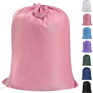 Polecasa Extra Heavy Duty Large Laundry Bag with Sturdy Handles and Drawstring Closure, 28 x 36 inches Durable Storage Bags for Basket, Hamper, College, Dorm, Travel, Pink