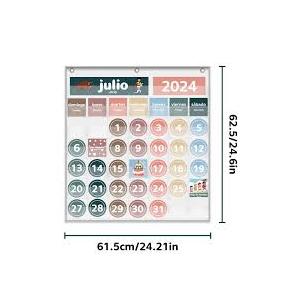 Monthly Calendar Pocket Chart for Classroom, Printed Days of The Week with Cards, Learning for Home or Kindergarten, Teacher Must Have Supplies That Fits Any School Décor (Spanish White)