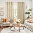 YoungsTex Burlap Linen Curtains with Grommet 84 Inch Length for Living Room, Natural Tan Light Filtering Drapes Privacy Semi Sheer for Farmhouse Bedroom, 2 Panels, 52 X 84 Inch