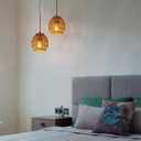 Rattan Lampshades,Woven Wicker Hanging Lamp Covers Shade,Rattan Boho shade for wall sconce lamp shade replacement (Oval 1  pack-d)