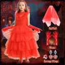 Girls Halloween Costumes Ghost Red Bride Dress Up Cosplay Costume (Red, M)