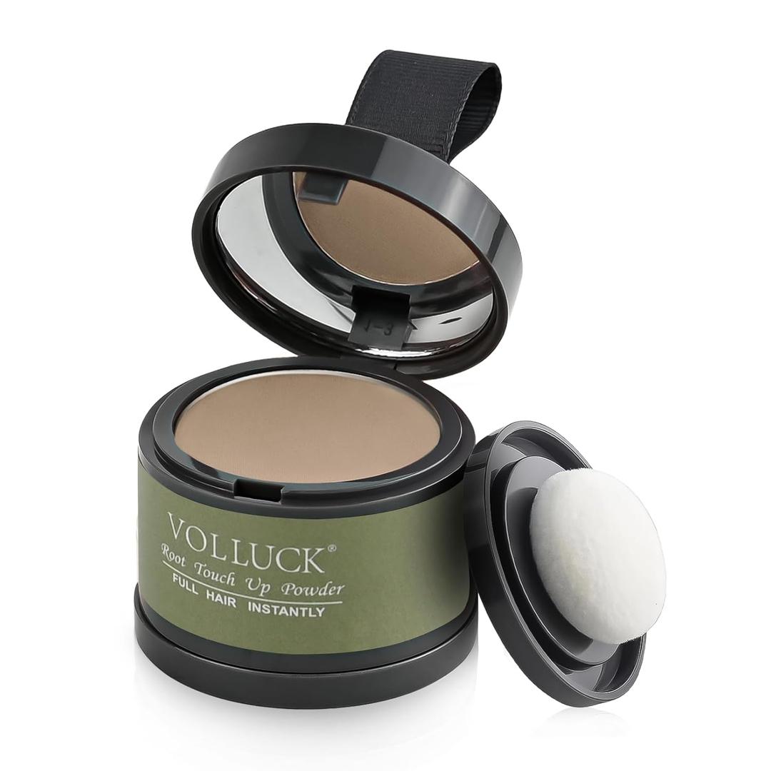 VOLLUCK Root Touch up Powder, Instant Hairline Powder for Thinning Areas and Gray Hair Coverage, Natural and Non-greasy Root Cover up for Women and Men (Light Coffee, 0.14 Ounce)