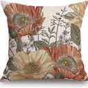 TSSOHU Vintage Flowers Pillow Cover Rustic Cotton Linen Decorative Square Throw Pillow Cover 18x18 Inch for Sofa Couch Decoration (Tss30)