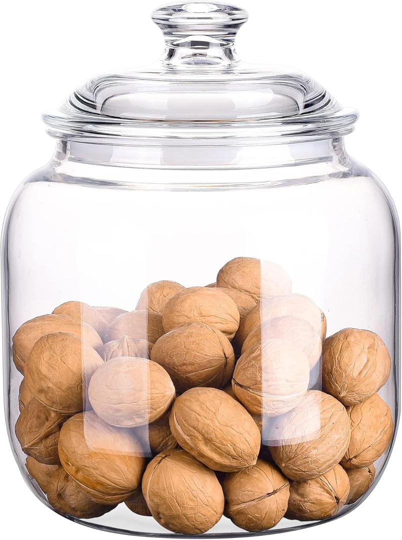 128 oz Unbreakable & Dishwasher Safe Airtight Food Storage Canister | 1 Gallon Premium Plastic Shatterproof Apothecary Jars | Container for Cookie, Dog Treats, Pet Food, Candy