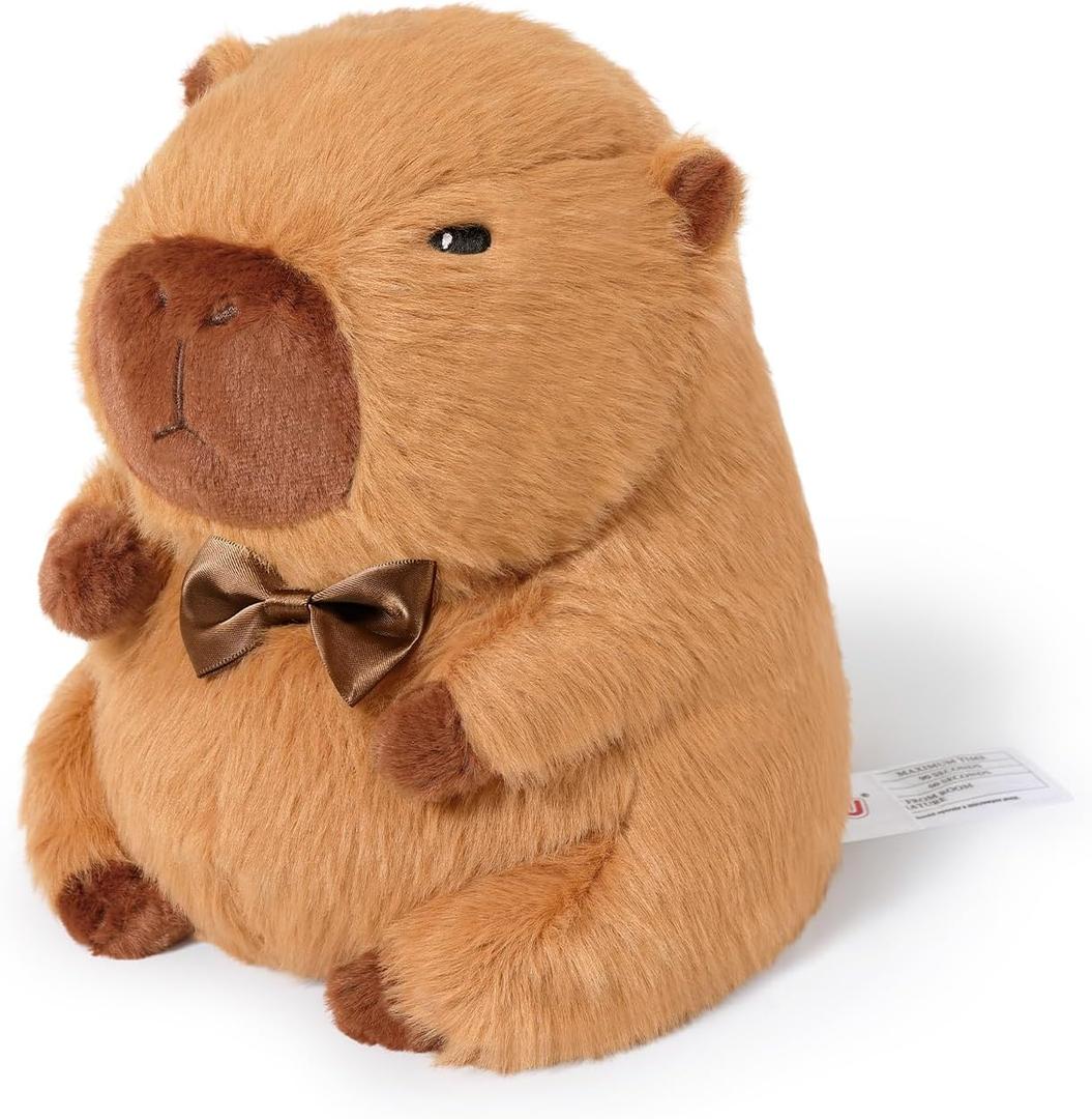Ditucu Original Capybara Microwavable Weighted Stuffed Animal Heated Capibara Plush for Warmth Comfort Period Cramps Pain Plushies Toys Gifts for Kids Dark Brown 9 inch