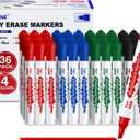 Sipa 36 Bulk Dry Erase Markers, Chisel Tip White Board Markers 4 Assorted Colors, Low Odor Flip Chart Markers, Whiteboard Ideal for Classroom, Office, Teachers and Students, Essential School Supplies