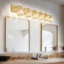 PRESDE Crystal 6 Light Bathroom Vanity Lights Gold Vanity Light for Bathroom Over Mirror Modern Wall Sconce
