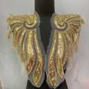 2Pairs/4pcs Golden Silver Wings Hand Stitched Sequin Beading Embroidered Lace Applique for Party Wedding Dress Clothing Shoulder Accessories