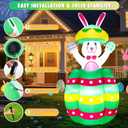 Easter Inflatables Outdoor Decorations 6FT Bunny Blow Up Pop Up and Down Out of Egg Rabbit Inflatable with Bulit-in Led Lights Yard Lawn Party Spring Home Dcor