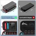 Switch Carrying Case Compatible with Nintendo & OLED, Portable Switch Travel Carry Case Fit for Joy-Con and Adapter, Hard Shell Protective OLED Pouch Bag with 20 Games, Red Wii Accessory Kits