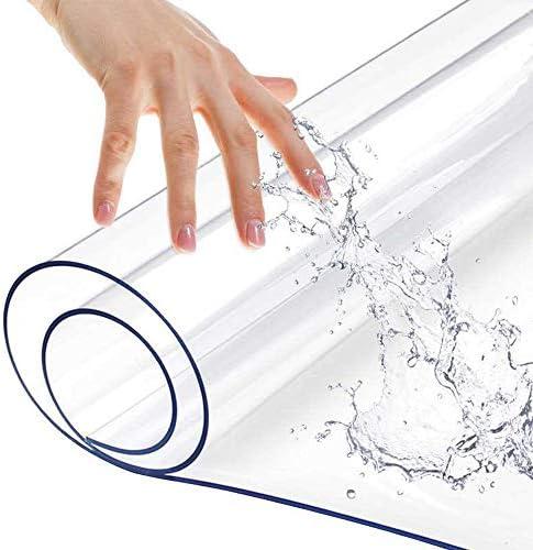 Clear PVC Table Protector - 60" Dia Plastic Furniture Screen Protector - Waterproof Wipeable Vinyl for Round Dining Coffee Table Top Cover Desk Mat Pad