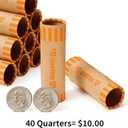80 Pcs Preformed Quarter Rolls Wrappers, Quarter Coin Wrappers, Standard Size Quarter Wrappers for Bank, Home, or Business Use