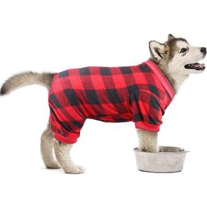 Dog Pajamas Large Sized Dog Red Plaid Soft Flannel Pjs Christmas Pajamas Pet Clothes Warm and Cozy (L) (Large (Back:20")
