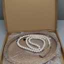 16" x 11.8" Oval Wood Decorative Tray with 58" Bead Garland, Farmhouse Coffee Table & Kitchen Island Dcor, Rustic Brown Entryway Console Tray for Styling, Candles & Small Items