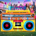 80's 90's Party Decoration 5FT Inflatable Radio Boombox Decorations, Blow up LED Lights Party Favors, for 80s 90s Hip Hop Theme, Birthday, Music, Disco Retro Theme