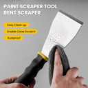 Mister Rui 3" Bent Scraper, Heavy Duty Paint Scraper Tool with Pole Socket Hammer End, Stainless Steel Bent Blade with Anti Slip Rubber Handle, Curved Floor Scraper for Cleaning, Removing, Repairing (Yellow)