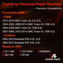 22963841 Charcoal Canister Fuel Evap Vapor, Compatible with 2004-2016 Cadillac Escalade, Chevy Suburban & Avalanche, GMC Yukon, Hummer H2 Vehicles - 5.3L, 6.0L, 6.2L, Replaces# 911-199, 12573649