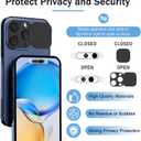Privacy Cover Compatible for iPhone 14 Pro/14 Pro Max/15 Pro/15 Pro Max/16 Pro/16 Pro Max with Front Camera Cover, Face Recognition On/Off, Camera Lens Blocker Protect Security and Privacy-2Pack