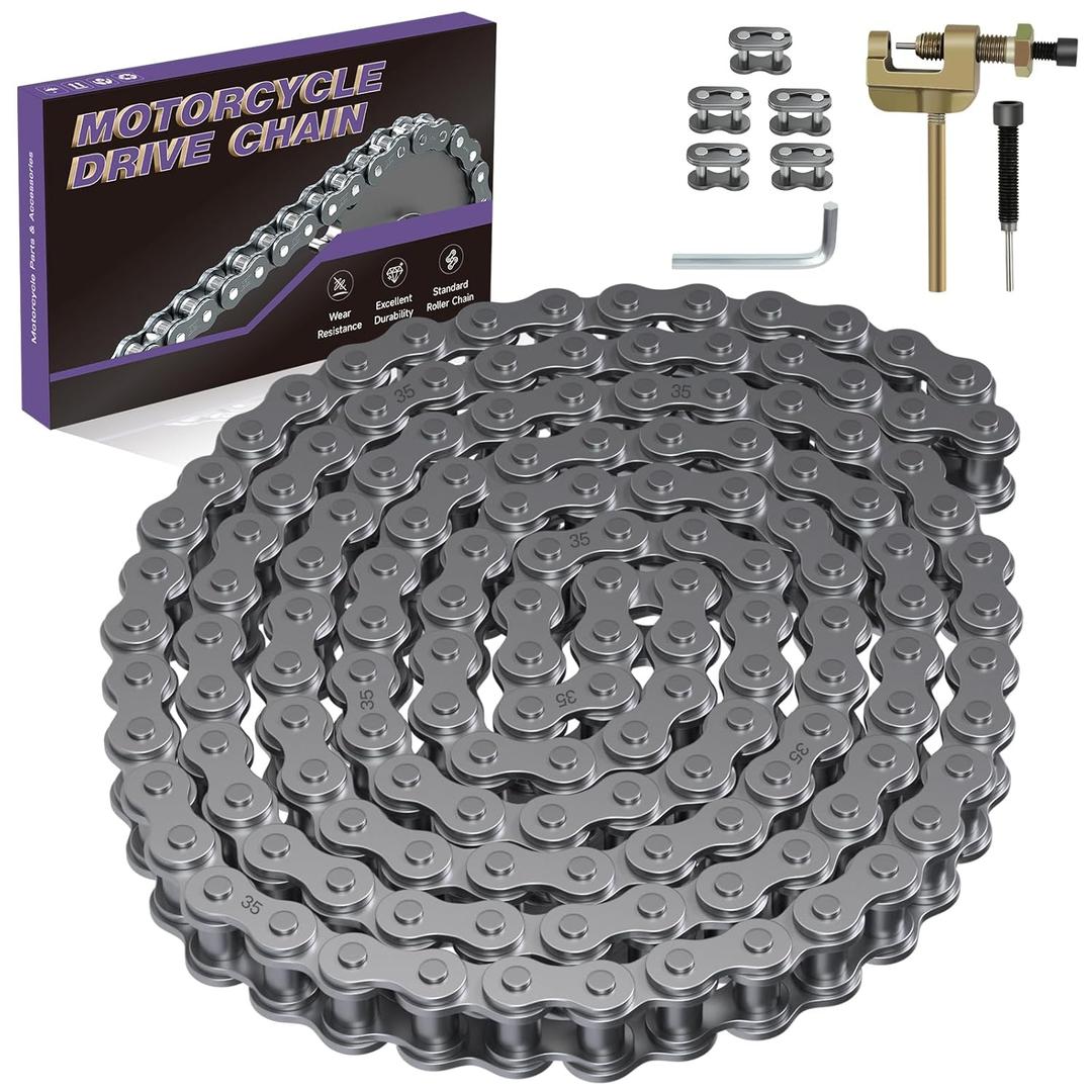 35 Chain 140 Links Chain Breaker Compatible with Coleman Mini Bike CT100U CC100X Baja DB30 Motovox MBX10 MBX11 Predator 79cc 97cc 100cc Mega Moto MM-B80 105cc Engine Parts (Black)