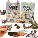 Vincofoo DIY Paper Cats Origami, Fun 3D Paper Dog & Cat Models Origami Paper Craft Kit, Cute Kitten Origami Papercraft Kit, Desk Decoration & DIY Art Gift for Cat Lovers(100PC Cats & Dogs) (2PC)