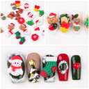 SILPECWEE 3 Boxes 36 Grids 3D Christmas Resin Nail Charms Nail Glitter Sequins Nail Pearls Studs Flat-back Nail Rhinestones Mermaid Beads Nail Jewelry for Acrylic Nails Nail Art Decoration