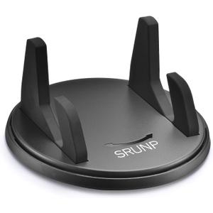SRUNP Car Phone Mount with Three-Point Support for Car Dashboard, 360 Degree Rotatable Washable Cell Phone Holder for Car Compatible Smartphones and GPS Devices (Round, Black)