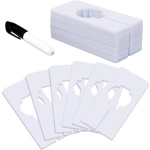 30 PCS Rectangular White Plastic Closet Dividers with a Bonus Marker, Writable and Reusable for Sorting Clothing Size, Color, Size 2 x 5.4(Inner Diameter 1.38)