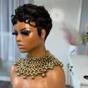Pixie Cut Wig Human Hair Short Layered Pixie Cut Wigs for Black Women Glueless None Lace Front Wig Short Straight Bob Wig Full Machine Made Wig Color 043#