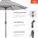 ABCCANOPY OLEFIN® 5-Year No Fading 9FT Patio Umbrella(Gray Brown Stripe) Fade & UV Resistant Fabric,8 Fiberglass Ribs Wind Vent Crank Lift & Tilt, Outdoor Table Umbrella for Deck, Backyard, Yard