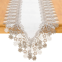 White Beige Floral Lace Table Runner Dresser Scarf 108 inches Long for Kitchen Dining Coffee Table Parties Wedding Home Decor (White, 16” x 108”)