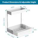 REALINN 2 Pack Expandable Under Sink Organizers and Storage, 2 Tier Under Cabinet Organizer, Heights Adjustable Pull Out Rack for Kitchen Bathroom Laundry, White