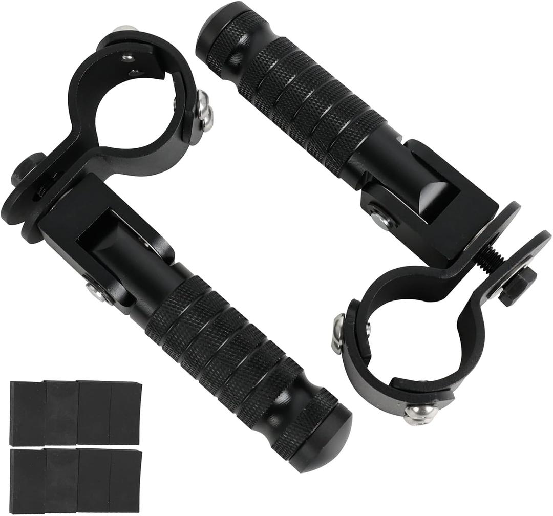 M8 Foot Pegs with Clamps Fit 22-35 ｍｍ Tube Core CNC Universal Bike FootPeg Foldable 90 Degree Anti-Skid for Super 73, Bicycle, Mini Bike, Electric Motor, ATVs, UTVs, Go Karts, Quads, Scooters Black