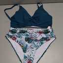 AI'MAGE Bikini Set for Women Ruched High Waisted Two Piece Swimsuit Twist Front Cut Out Adjustable Straps Bathing Suit Green Floral XL