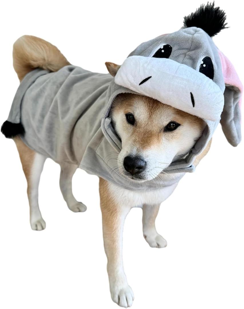ComfyCamper Donkey Costume for Dogs - Small Medium Large XLarge XXL Cosplay Halloween Costumes Christmas, XL (Grey)