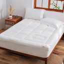 100% Organic Wool Mattress Topper King Size, 800GSM Natural Wool Filling, Thick Pillow Top Mattress Pad, Back Pain Relief Bed Topper with Cotton Cover, 16" Deep Pocket, 78"x80" (White)