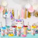 Maxcheck 24 Sets 16 oz Unicorn Cups Birthday Party Favors with Colorful Lids and Straws for Birthday Decorations Rainbow Plastic Cups Reusable Plastic Straws for Party