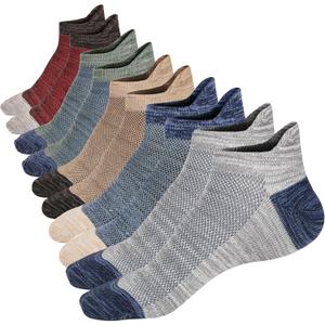 Ankle Low Cut Socks for Men/Women Short Cotton Casual Anti-Skid Moisture Wicking Socks (9-12, 5-pack Assorted Colors)