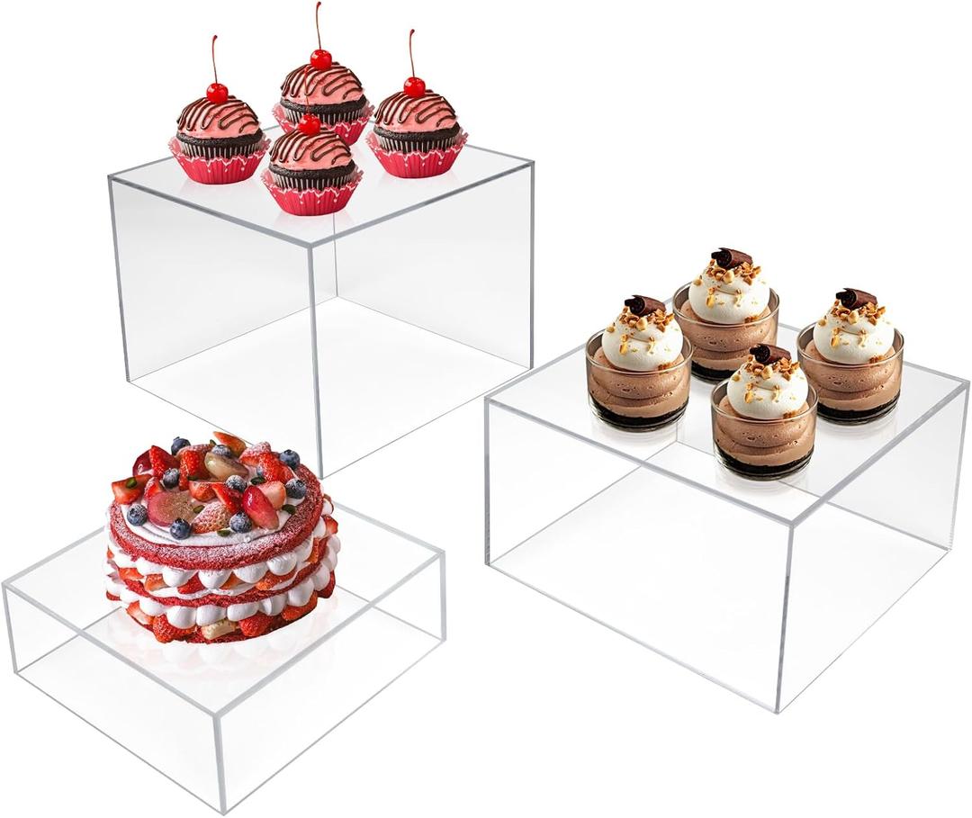 3pcs buffet risers,food risers for buffet table,food stands for display party,buffet risers and stands for food platters,food risers for display party,Clear buffet risers