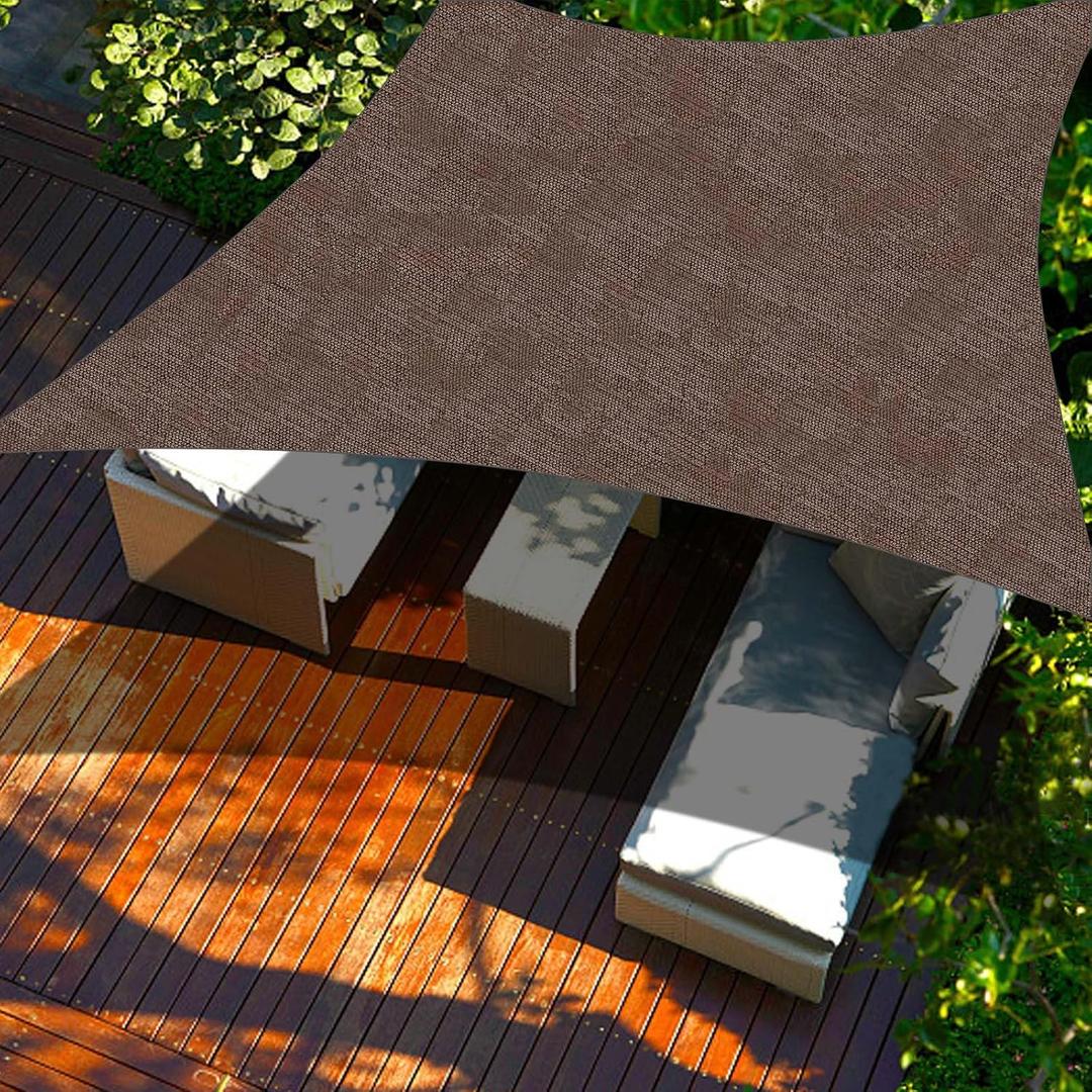 Cool Area Sun Shade Sail 16'x16' Rectangle SS-230 Shade Canopy Outdoor Shade Cover for Patio Backyard Deck Garden, Brown