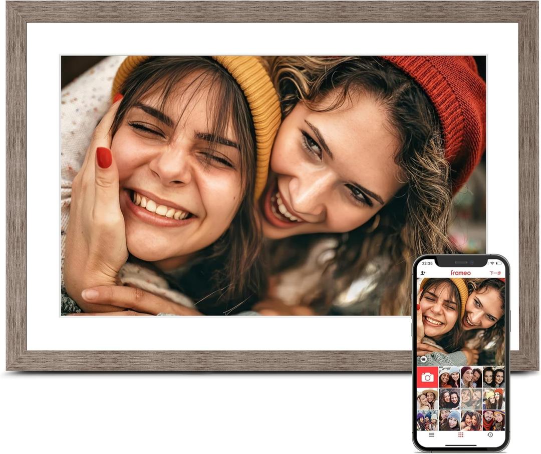 Frameo 10.1 Inch Digital Picture Frame, Digital Photo Frame WiFi, 32GB Memory, Electric Slideshow Frame, 1280 * 800 HD Touch Screen, Wall Mountable, Share Instantly, Mom Gifts, Greige