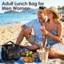 FlowFly Insulated Reusable Lunch Bag Adult Large Lunch Box for Women and Men with Adjustable Shoulder Strap,Front Zipper Pocket and Dual Large Mesh Side Pockets,BlackCamo