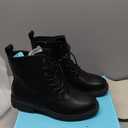 Vepose Women’s Black Combat Ankle Boots, Lace up Classic Seven Eyes Short Low Heel Zipper 9623 Booties, Size 9.5M US, (CJY9623 Black 09.5)