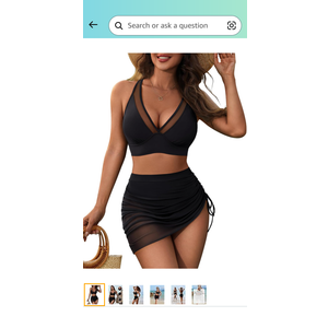 Blooming Jelly Womens Swim Skirt High Waisted Bikini Sets Tummy Control Swimsuits Mesh Sarong Wraps Bathing Suits S