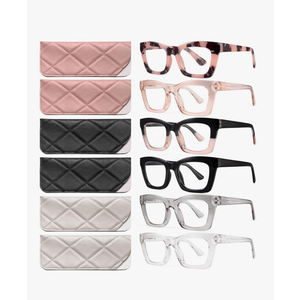 CCVOO Stylish Reading Glasses for Women, Eyeglasses, Blue Light Readers for Women, Computer Eye Glasses, Pair of 3, +1.50 Blue Light Filter
