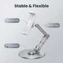 Tablet Stand Holder,360 Rotating Adjustable Foldable Portable Monitor Aluminum Phone Stand Holder for iPad Air, Mini, 10.2,9.7, Pro 11/13 and More (Silver)