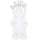 Bride Headband with Veil Bachelorette Party Decorations Bridal Headband for Wedding Crown White Pearl Headpiece Bachelorette Favors Bridesmaid Bridal Shower Party Gift